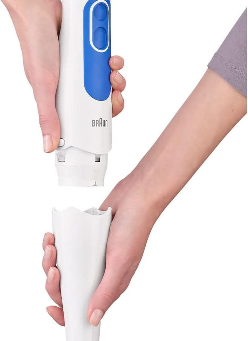 Braun Multiquick 3 MQ 3000 Smoothie+ Stabmixer – Pürierstab Mit 2 Geschwindigkeiten, Powerbell plus Und Splashcontrol-Technologie, 700 Watt, Inkl. 600 Ml Mix- & Messbecher, Blau/Weiß Bucatarie Naty Shop