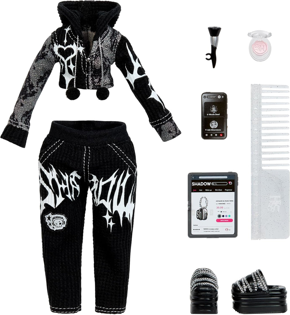 Girls Night Rainbow High Shadow High - Heather Grayson - Poupée mannequin de 28 cm dans les tons de gris, cheveux noirs et blancs et tenue avec accessoires et peigne - Pour les collectionneurs et les enfants à partir de 6 ans