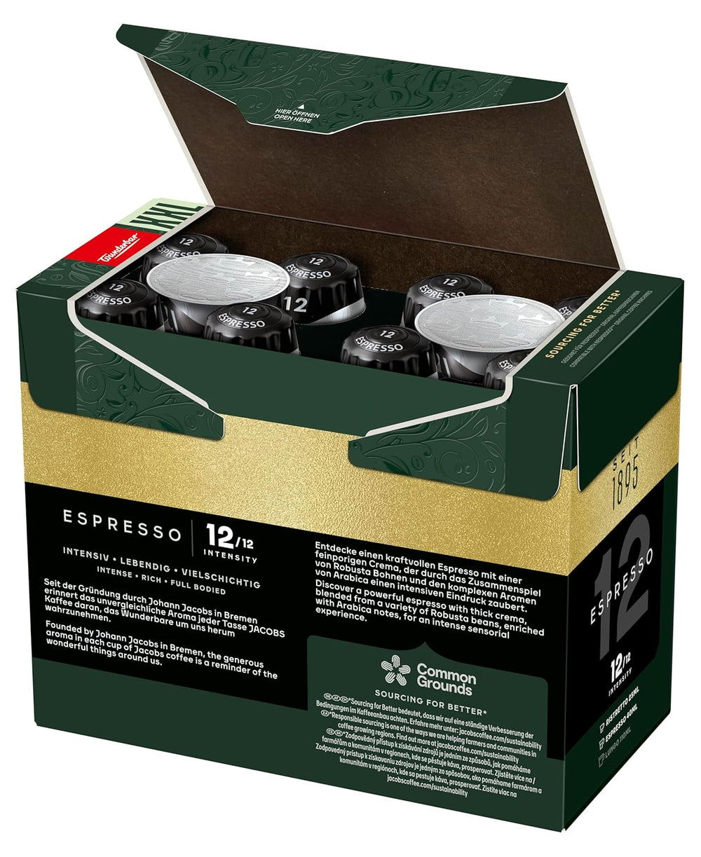 Jacobs Café expresso Ristretto, Megapack XXL, Intensité 12/12, 5 x 40 cafés, Café café compatible Nespresso*, 200 cafés