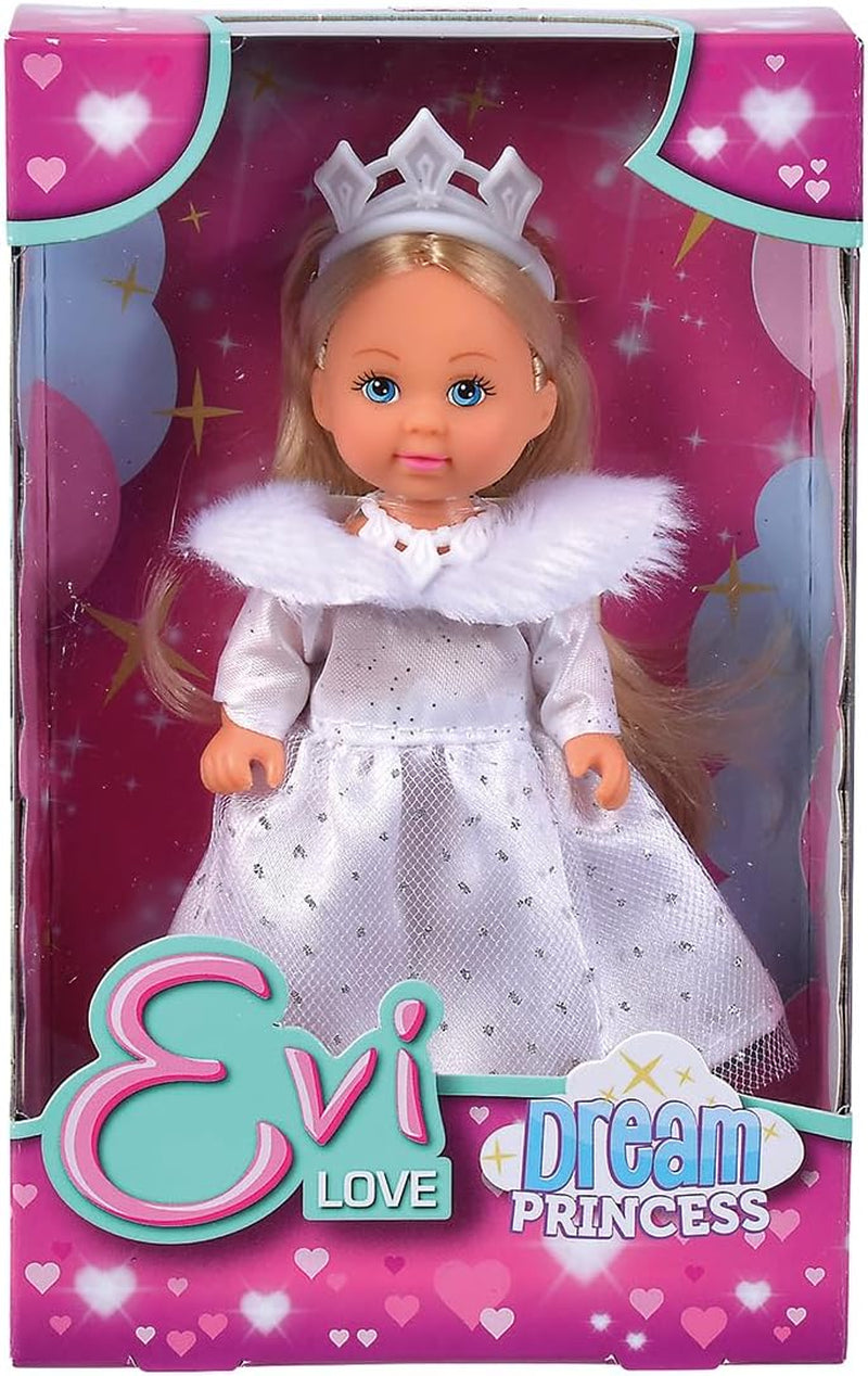 Simba Evi Princess of Love's Dreams, poupée de jeu dans une robe d'hiver de rêve avec bordure en fourrure et éléments pailletés, 12 cm, 3 ans et plus