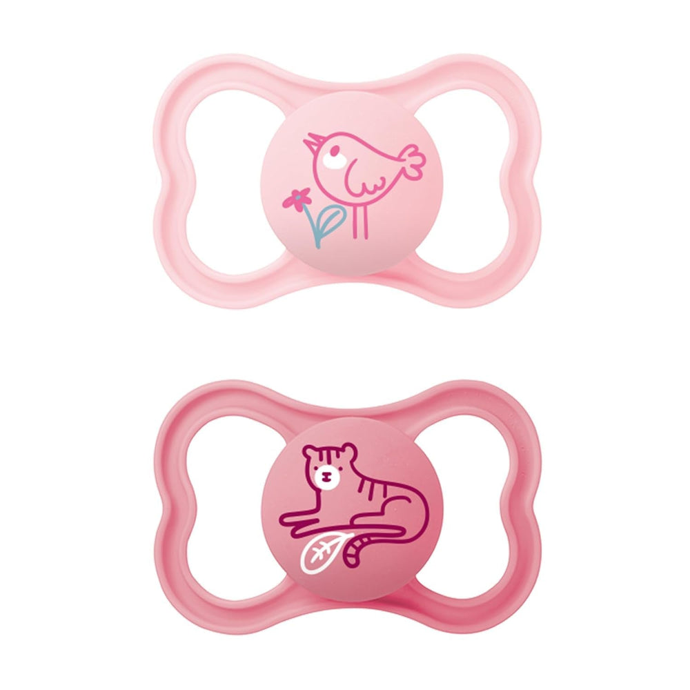 MAM Air Lot de 2 Sucettes en Silicone Extra Légères et Aérées Sucette pour Bébé Respectueuse des Dents en Silicone Spécial MAM SkinSoft avec Boîte à Sucette 6-16 Mois Ours/Rhinocéros