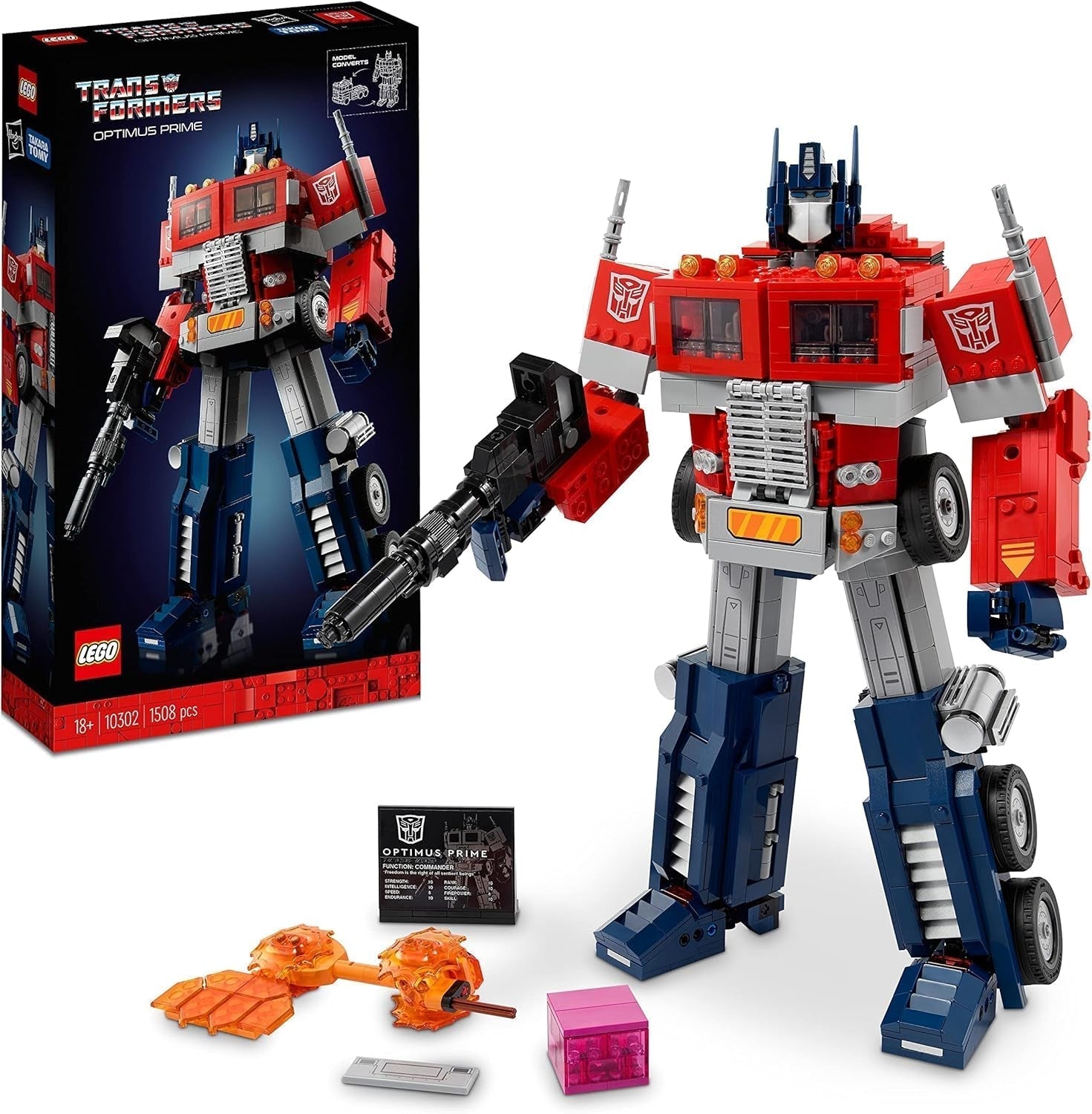 LEGO 10302 Icons Optimus Prime Set, figurine de robot 2 en 1 et modèle de camion, kit de modèle de jouet Transformers pour adultes, cadeau d'anniversaire ou de Noël pour hommes, femmes, elle et lui Ensembles de construction Besuche den LEGO-Store Lit simple