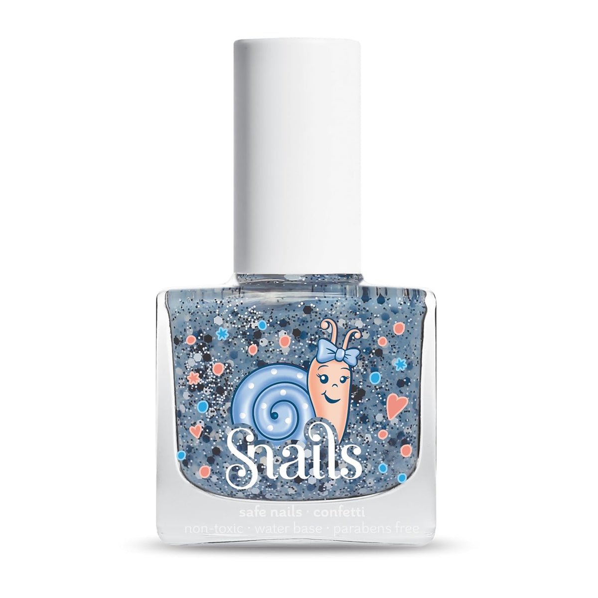 Snails 516202 Top Coat Confetti Blue Vernis à ongles pour bébé, à base d'eau, lavable, sûr, végétalien
