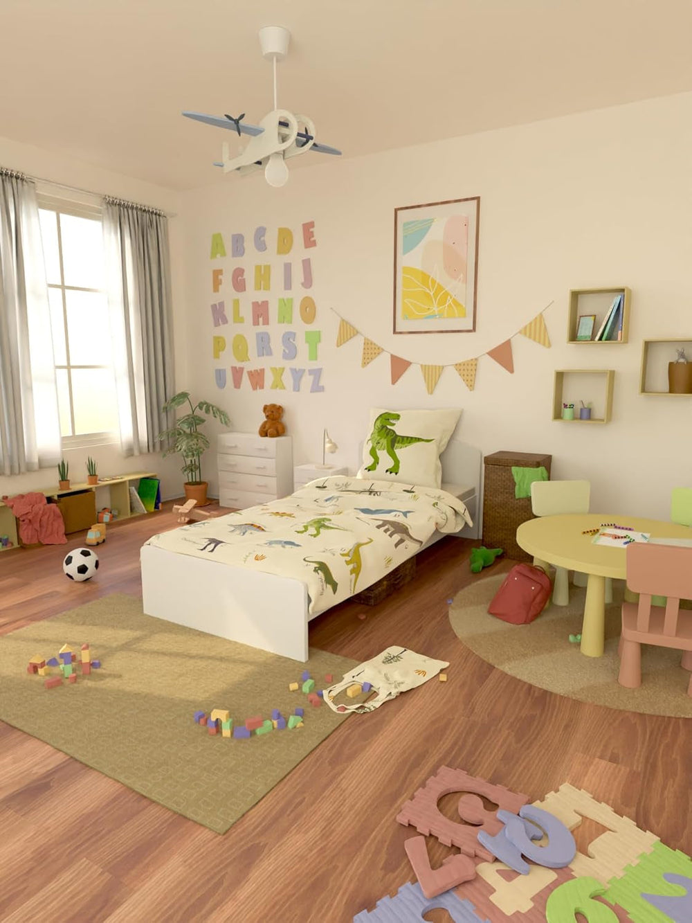 Skybrands Dino Bedtuene 135X200 Jungen Bedtuene Dinosaurier Baumwolle 2Tlg Kinder Bedtuene Dinosaurier 135X200 + Sac Naty Shop