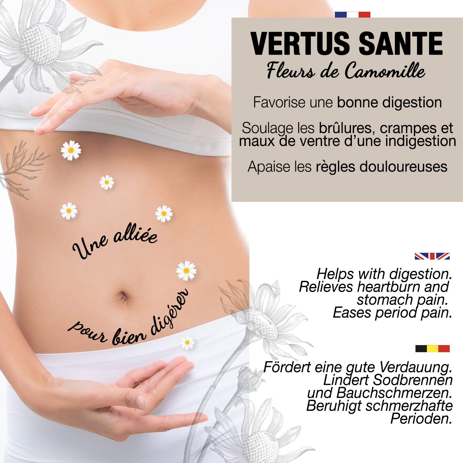 ORIGEENS Thé aux Fleurs de Camomille Bio d'Europe, 100 g | Thé en feuilles, thé biologique pour le sommeil et la digestion | Camomille allemande | Certifié et emballé en Allemagne