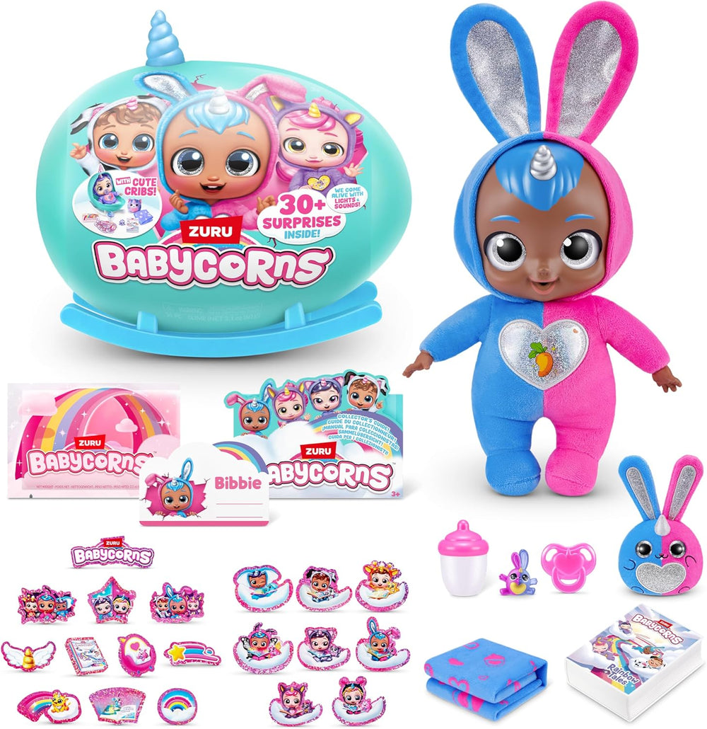 Babycorns Serie 1 de ZURU Magic Babypuppe Katze (Poppy) avec accessoires, jeu de déballage surprise pour enfants et filles