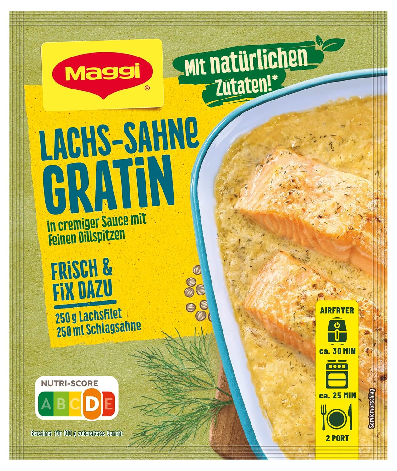 MAGGI Fix für Lachs-Sahne Gratin, Würzmischung, mit natural Ingredient*, for 2 Portionen, 1er Pack (1 x 26g)