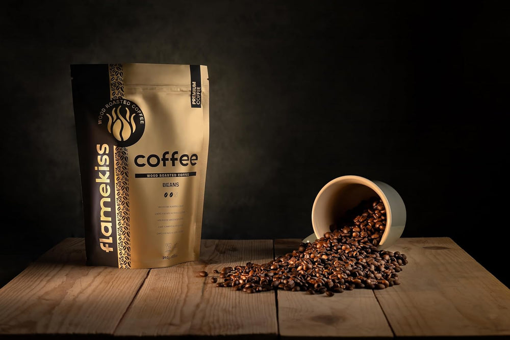 Café en grains 250 g – Grains d'espresso Arabica et Robusta de haute qualité, torréfiés à la main dans le bois, pour le goût plein et aromatique des grains de café