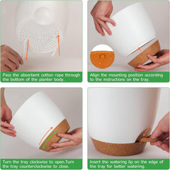 CSYY Pots de Fleurs Ensemble de 7 Pots de Fleurs en Plastique avec système d'arrosage 20,3/19/17,7/16,5/15,2/14/12,7 cm Pots à arrosage Automatique et Soucoupe intérieur extérieur