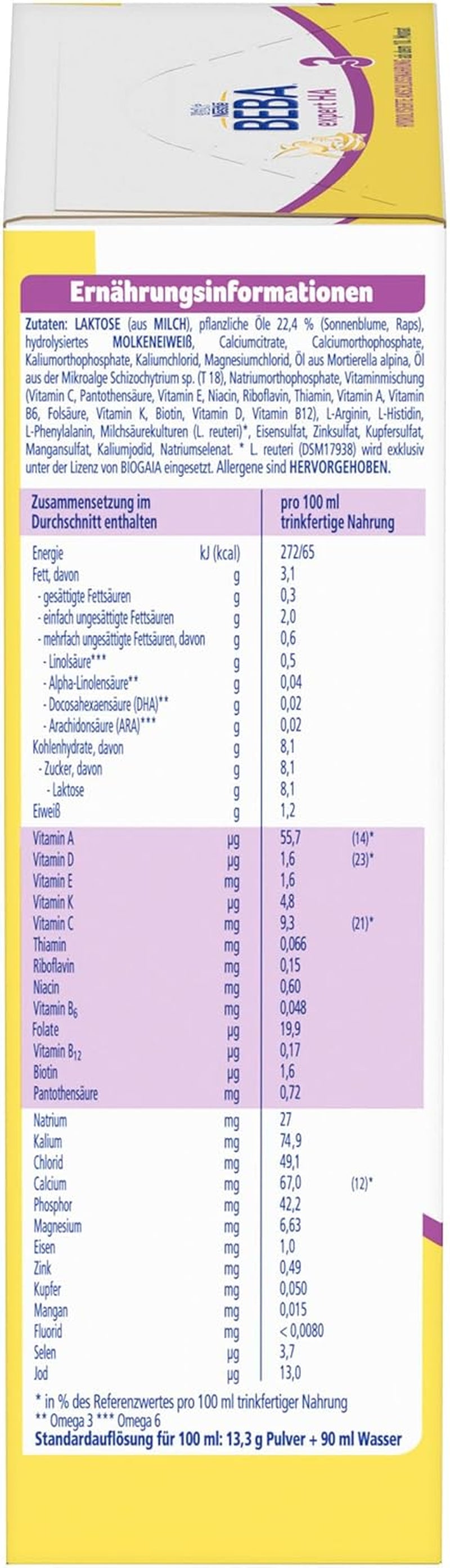 BEBA expert HA 3 Formule de continuation hydrolysée, dès 10 mois, 1 paquet (1 x 550 g)