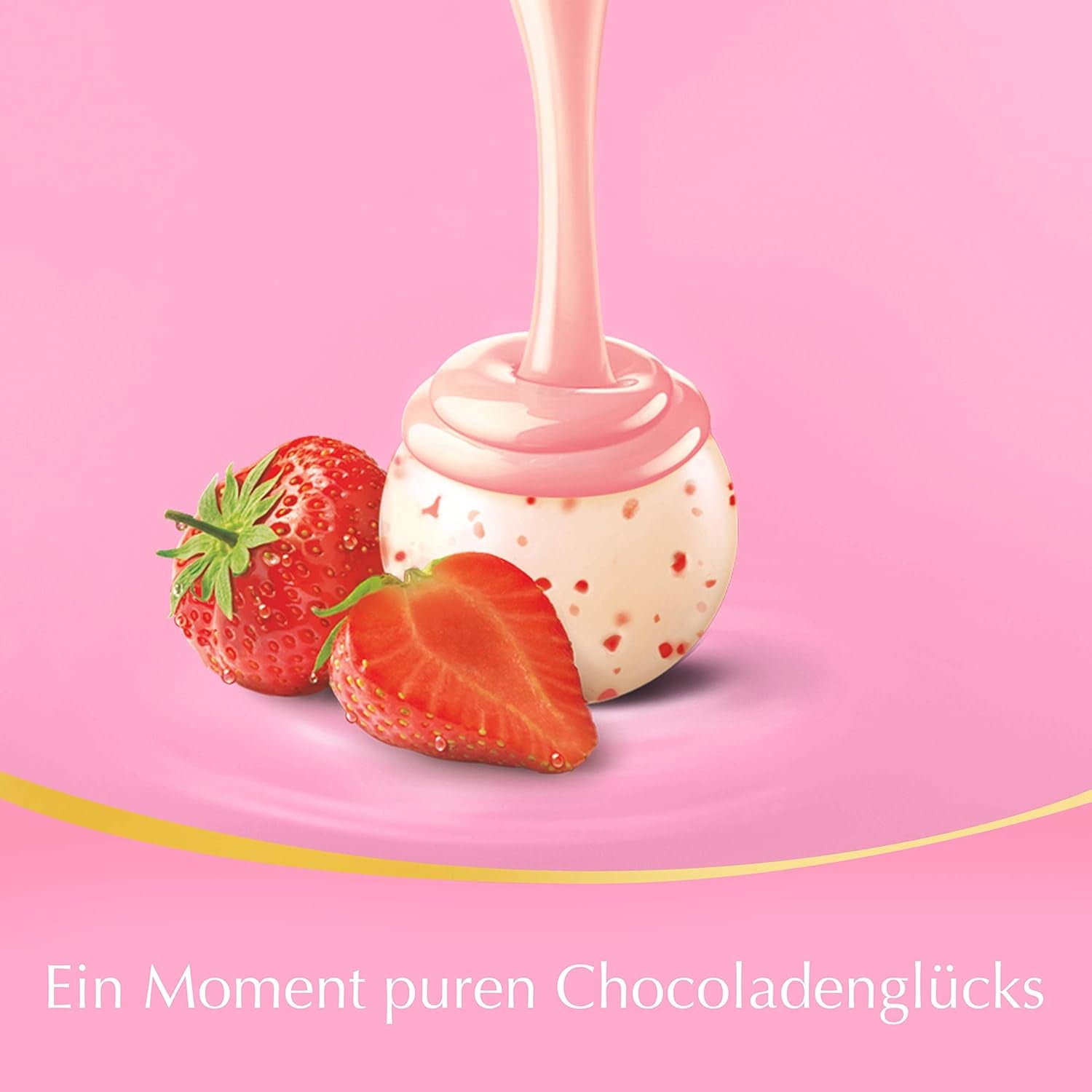 Boules de chocolat extra noir Lindt LINDOR et boules de chocolat crème aux fraises LINDOR | Sac refermable de 1 kg | env. 80 boules de chocolat blanc à la crème de fraise