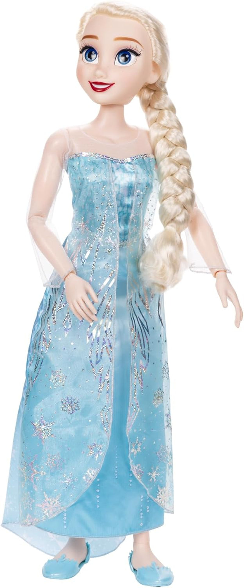 Disney Die Eiskönigin Playdate ELSA Riesenpuppe, 80 cm, von Jakks Pacific, voll bewegliche Puppe mit 11 Bewegungspunkten, inklusive Haarbürste und Zubehör
