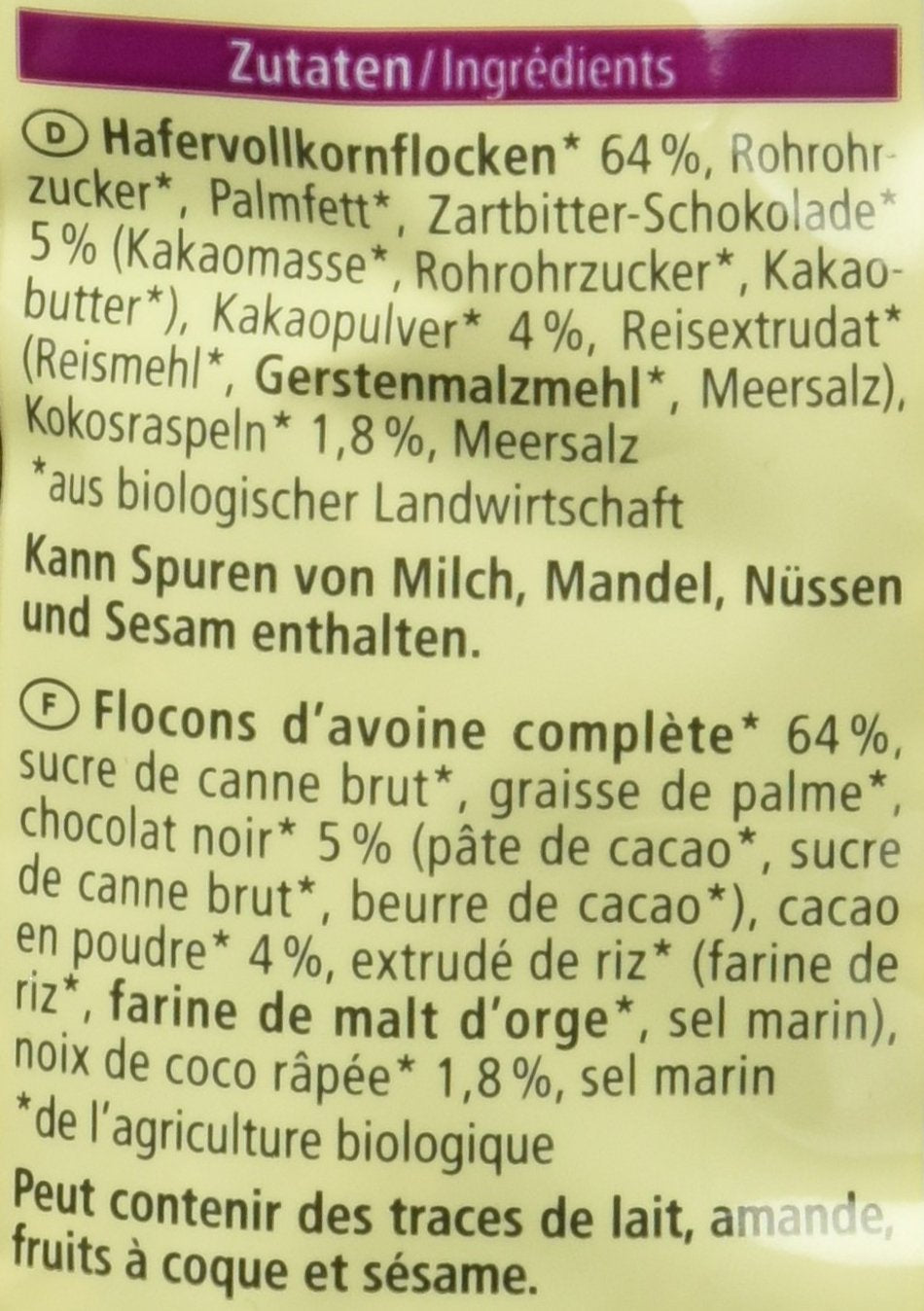Galettes d'avoine croustillantes au chocolat bio, 375g