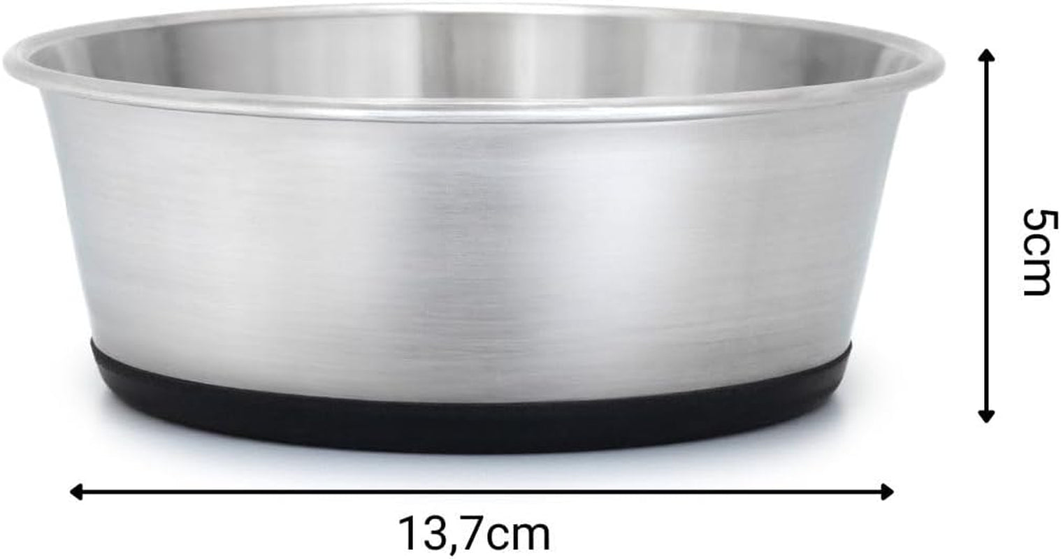 lionto Futternapf aus Edelstahl, 600 ml, lebensmittelechter Hundenapf mit rutschfestem Silikonboden, rostfreier Wassernapf for Hunde and Katzen, spülmaschinenfest