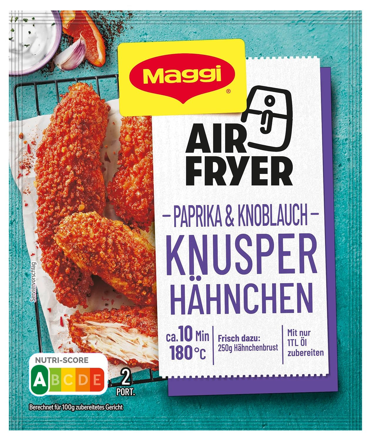 MAGGI Airfryer Knusper Hähnchen - Paprika et Knoblauch, 1er Pack (1 x 39g)