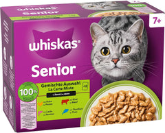 Whiskas Senior 7+ Nourriture humide Sélection mixte en sauce, 48 sachets, 12x85 g (lot de 4) - Nourriture humide de haute qualité pour chats de 7 ans et plus