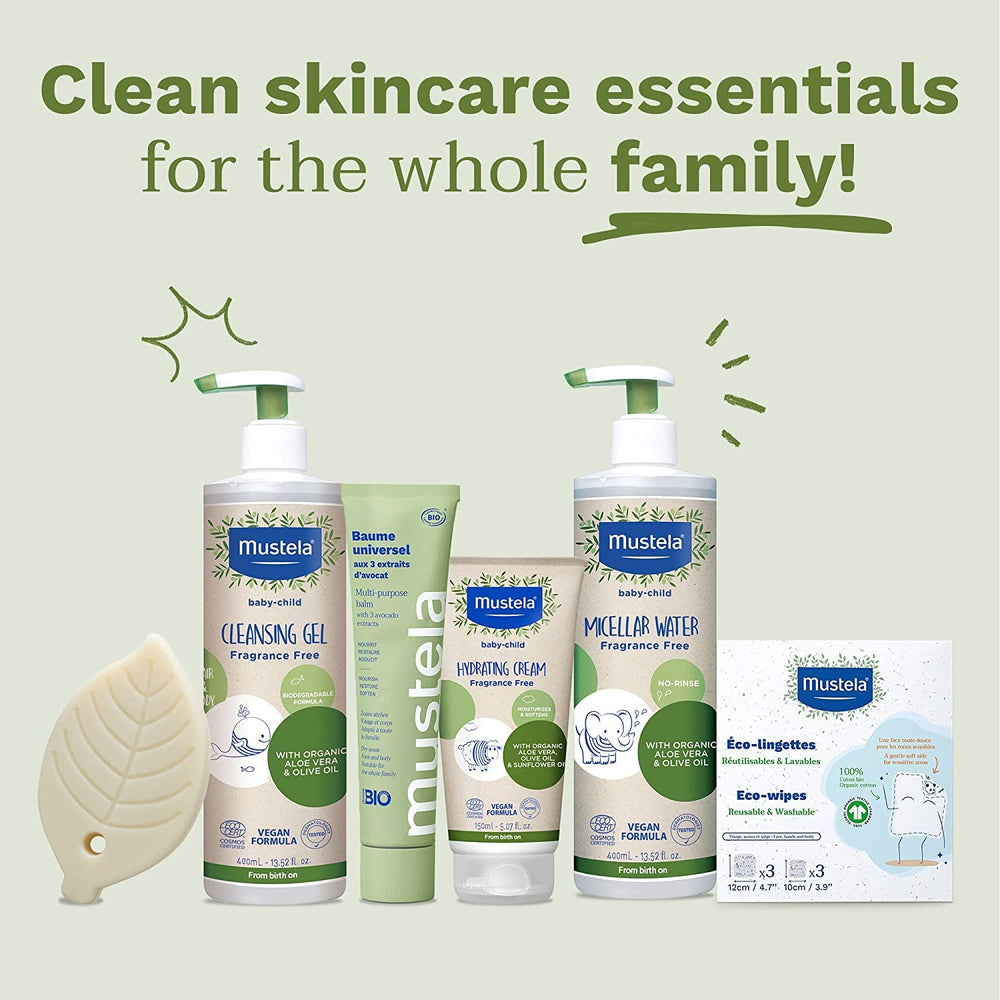 Couches réutilisables pour le corps et le maquillage 100 % coton GOTS pour bébés et toute la famille – Nettoie la peau et absorbe la saleté, adaptées aux peaux sensibles (lot de 6)