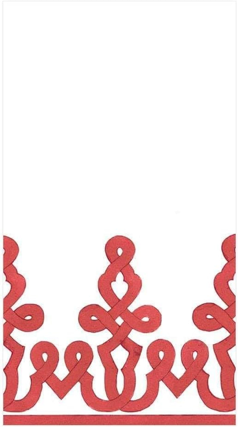 Serviettes en papier Dessin Passementerie, lin, rouge, 12 par paquet