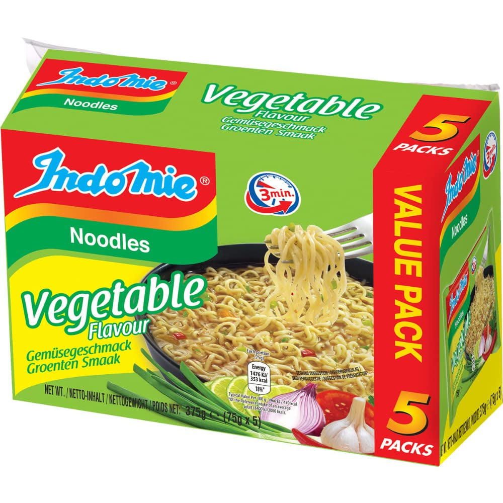 INDOMIE - Nouilles instantanées aux crevettes, paquet de 5 - (1 x 5 x 70 g)