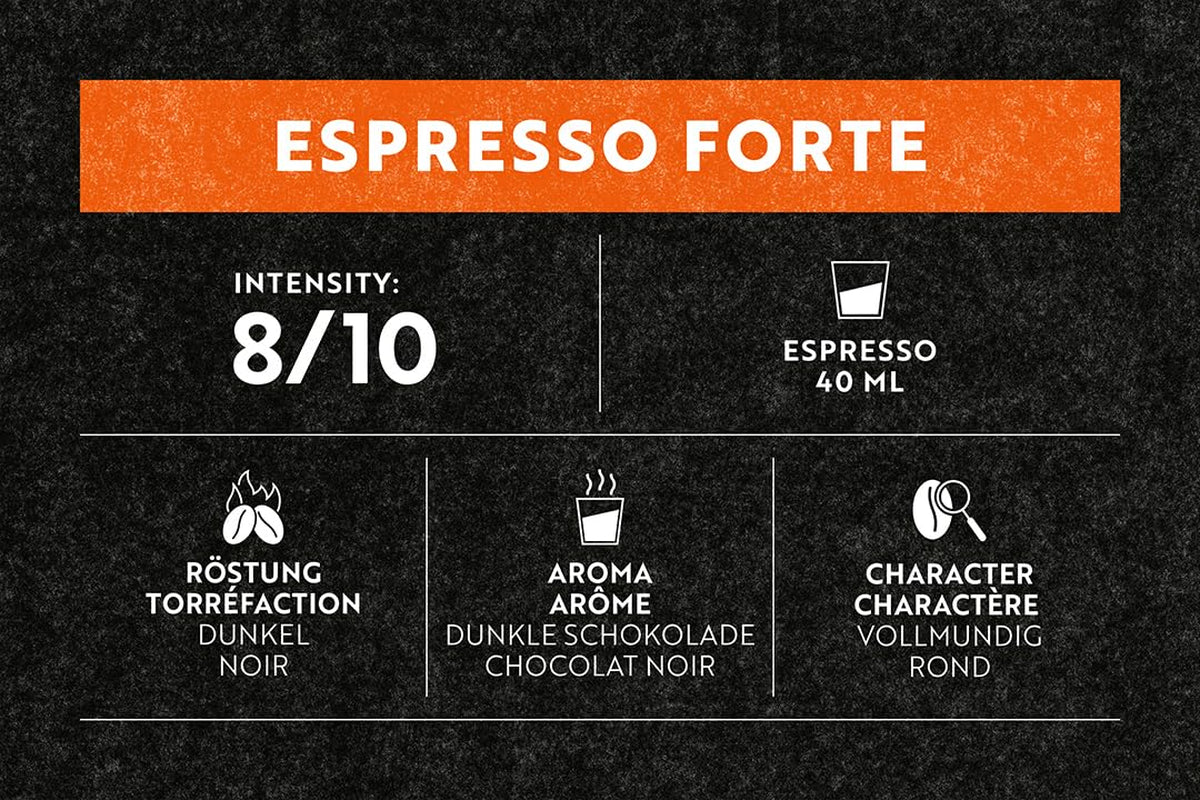 Espresso Forte 36 capsules pour machine à café Nespresso - intensité 8/10 - capsules de café certifiées UTZ en aluminium (emballage avec 3)