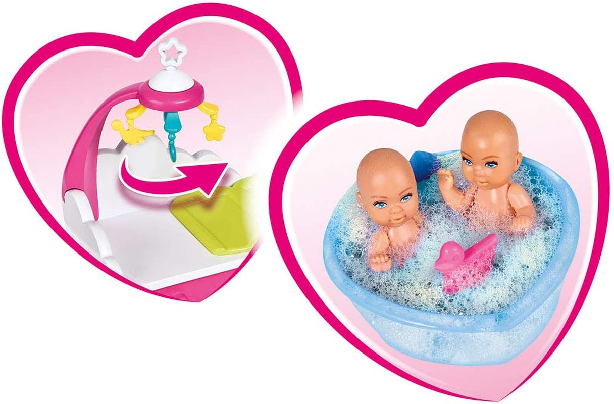 Simba 105733333 - Steffi Love Welcome Twins, Poupée enceinte, Avec des jumeaux, Avec table à langer et baignoire, Accessoire, Poupée à habiller, 29Cm, Pour les enfants à partir de 3 ans Poupées Naty Shop