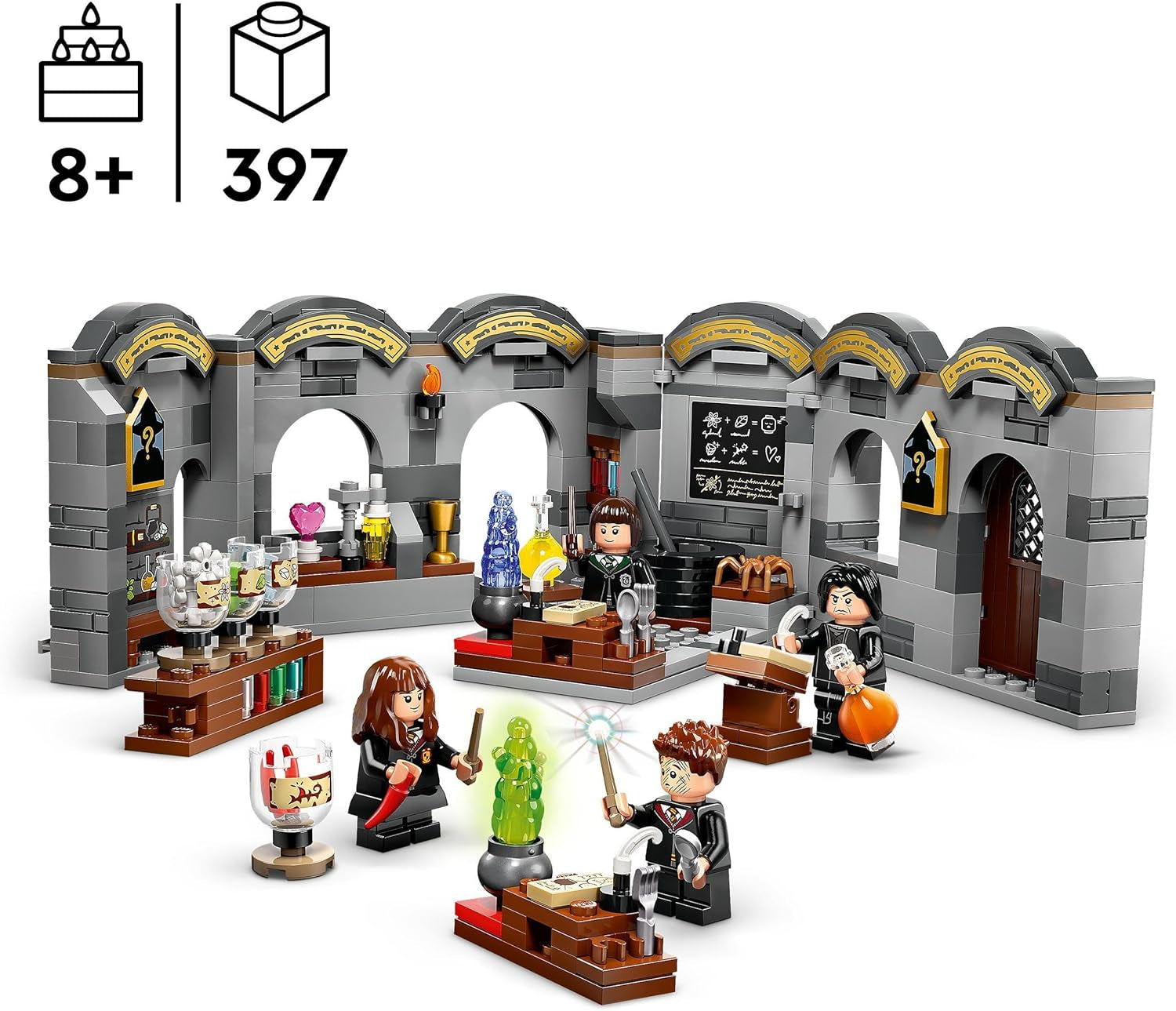 Castelul Hogwarts LEGO Harry Potter: Clasa de Poțiuni, Jucărie Fantasy, Clasă construibilă, Idee de cadou pentru băieți, fete și toți fanii, cu Hermione Granger și Severus Snape 76431 Seturi de constructie Besuche den LEGO-Store