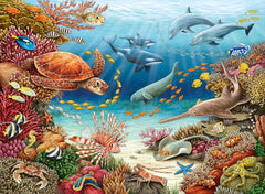 Ravensburger children's puzzle 13411 - Creaturi marine pe reciful de corali - De ce? De ce? De ce? Puzzle 150 piese XXL + poster de cunoștințe, pentru copii de la 7 ani Puzzle Naty Shop