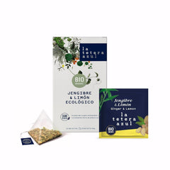 LA TETERA AZUL Infusion écologique de gingembre et de citron. Thé biologique pour perdre du poids en pyramides. Gingembre et citron. 20 pyramides.