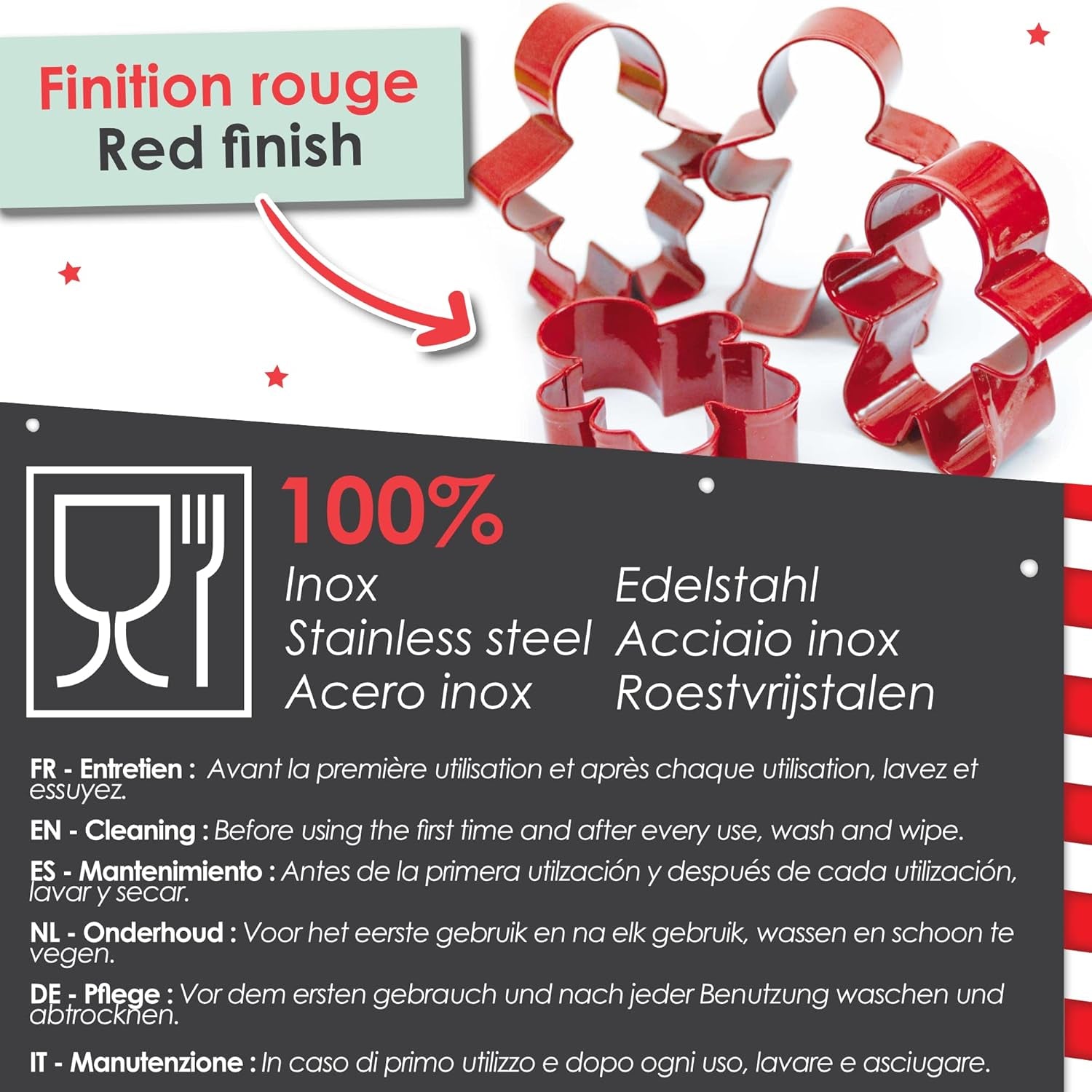 ScrapCooking - 4 emporte-pièces bonhomme en pain d'épices - emporte-pièces de Noël en acier inoxydable - emporte-pièces bonhomme en pain d'épices - accessoires de pâtisserie design gâteau - 2081