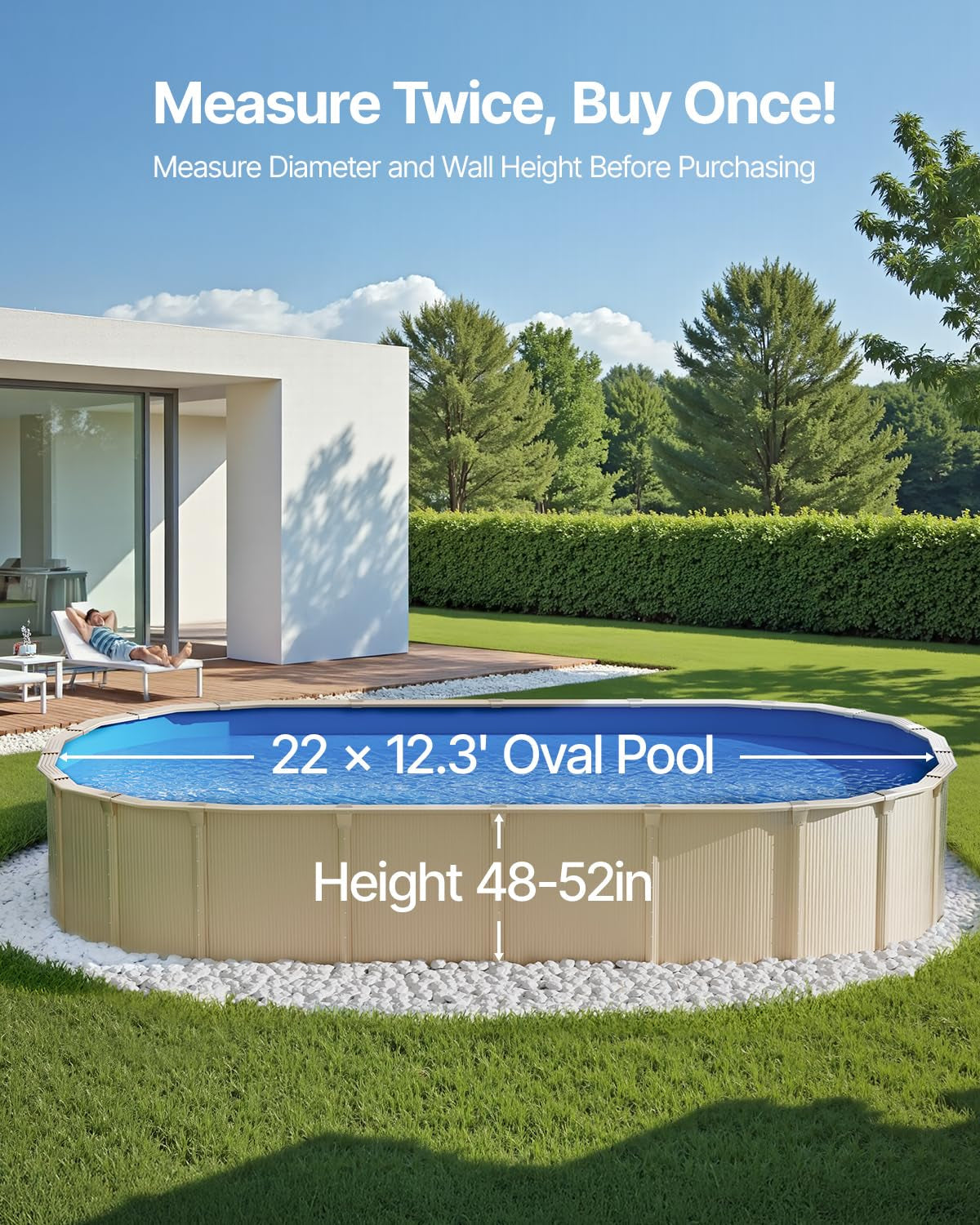 Căptușeală ovală pentru piscină VEVOR, 610x375x147 cm, căptușeală de schimb, căptușeală pentru piscină, căptușeală suprapusă din vinil gros standard, pentru piscine supraterane cu pereți înalți de 132 cm, culoare uni