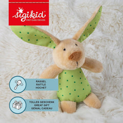 Sigikid 41169 Rattle rabbit Red Stars fete și băieți jucărie pentru copii recomandată de la naștere verde Jucarii Bebe Naty Shop