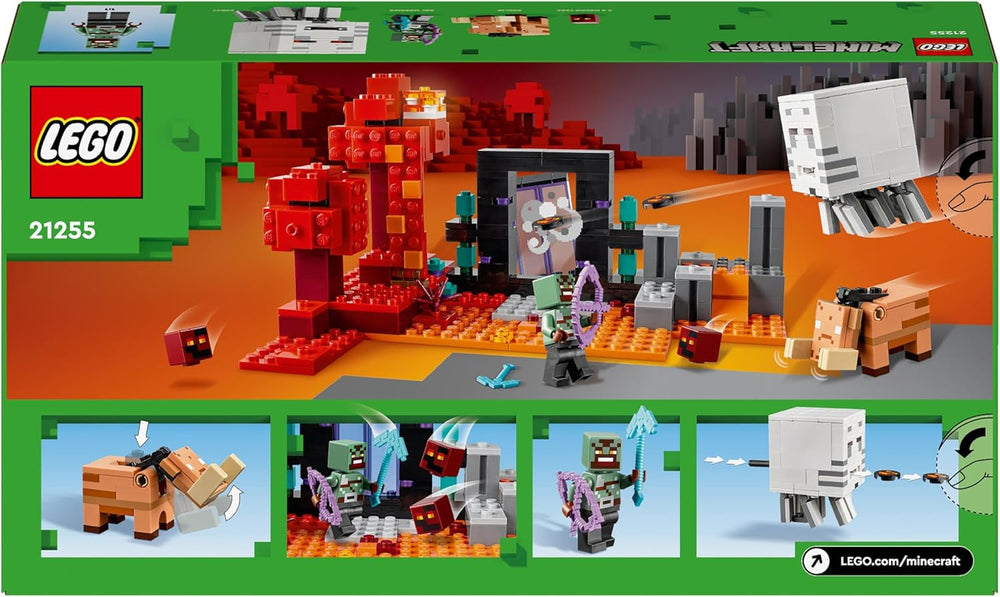 LEGO Minecraft Embuscade au portail du Nether Jeu de jouet pour enfants avec scènes de bataille et personnages légendaires, y compris un cadeau Ghast pour les joueurs garçons et filles de 8 ans 21255 Ensembles de construction Besuche den LEGO-Store