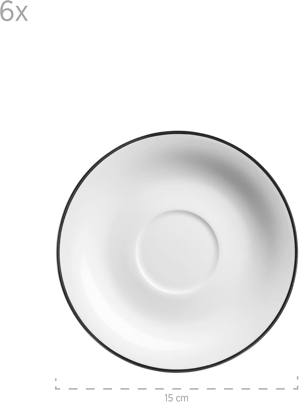 Mäser Nola Series Service à café moderne pour 6 personnes Blanc avec bord noir Service de table 18 pièces Tasses à café Soucoupes et assiettes à dessert – Service à café rond Service à café Blanc