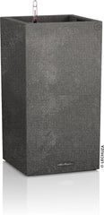 CANTO Jardinière en pierre 30 haut, Noir graphite, Plastique de haute qualité, Système d'arrosage inclus, Insert de plantation amovible, Pour intérieur et extérieur, 13602, 30x30x56 cm