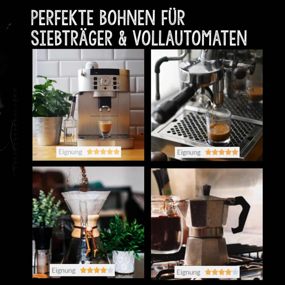 | Kaffeebohnen extra fort | Expresso 100% Robusta | viel Kaffein wenig Säure | 1000g de Ganze Kaffee Bohnen | geigeint für Entièrement automatique | avec garantie de garantie