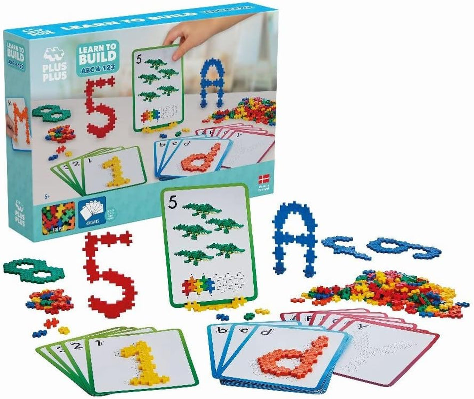 Plus-Plus 9603909 Geniales Konstruktionsspielzeug, Apprendre à construire, ABC & 123, Kreativ-Bausteine, 600 pièces