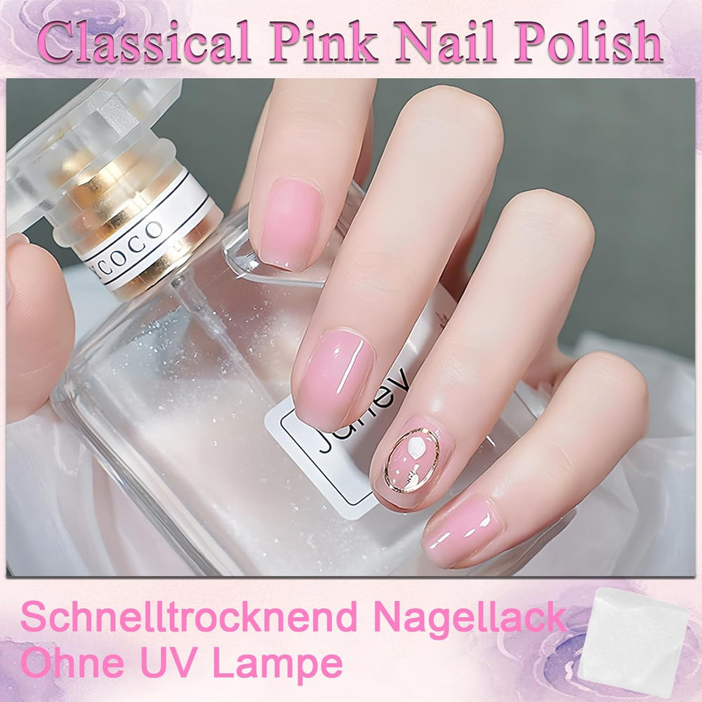 Vernis à ongles rose gelée 13 ml, séchage rapide, longue durée, naturel, translucide, régulier, sans lampe UV, pour femmes, DIY Nail Art (rose classique)