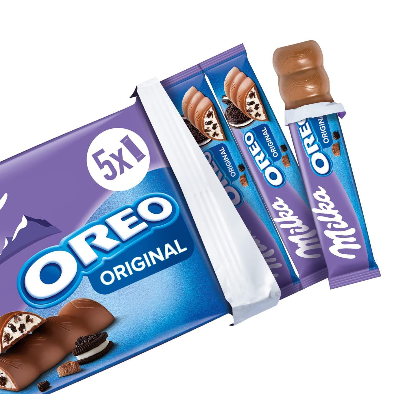 Barres Milka & OREO – Chocolat au lait alpin avec morceaux croquants de biscuits OREO à la crème de lait – 13 x 185g