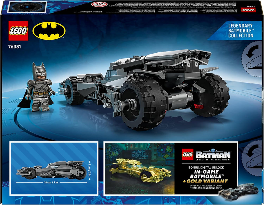 LEGO DC Batman Batman contre. Superman : Batmobile - Véhicule de jeu Superhelden - Jeux créatifs avec figurines pour enfants à partir de 9 ans - Jeu de bricolage pour jeux - Jeux pour jeunes et filles - 76331