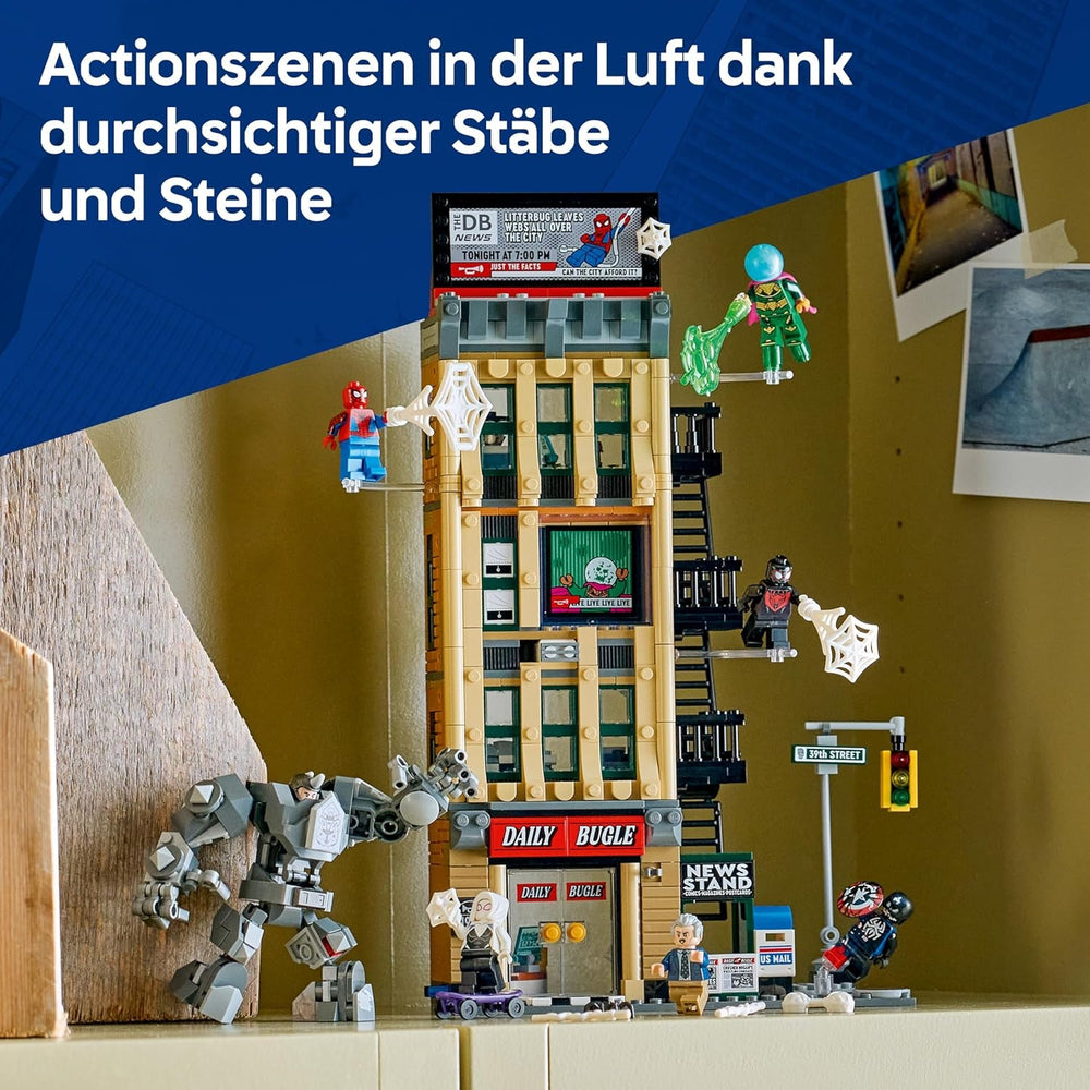LEGO | Marvel Spider-Man vs. Mysterio: Daily Bugle - Superhelden Spielzeug mit Mech Actionfigur und 7 Minifiguren - Kinder Geschenk für Jungen ab 10 Jahren, Mädchen und Fans - 76342