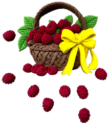 Panier de framboises – Lot de 9 décorations comestibles en pâte à sucre, tailles 1–8 cm