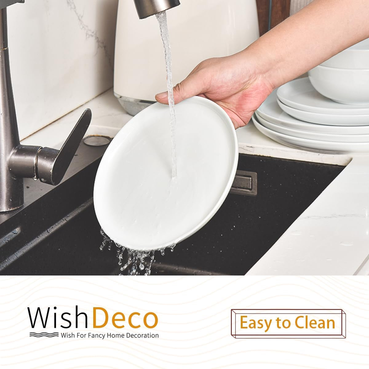 Service de table 12 pièces, service de table en porcelaine pour 4 personnes, service de table blanc avec assiettes, assiettes à dessert et bols à céréales