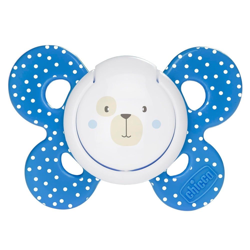 Chicco PhysioForma Comfort Sucette 6-16 mois, 1 pièce, Sucette avec tétine en silicone, soutient la respiration physiologique et favorise le développement buccal correct, Bleu