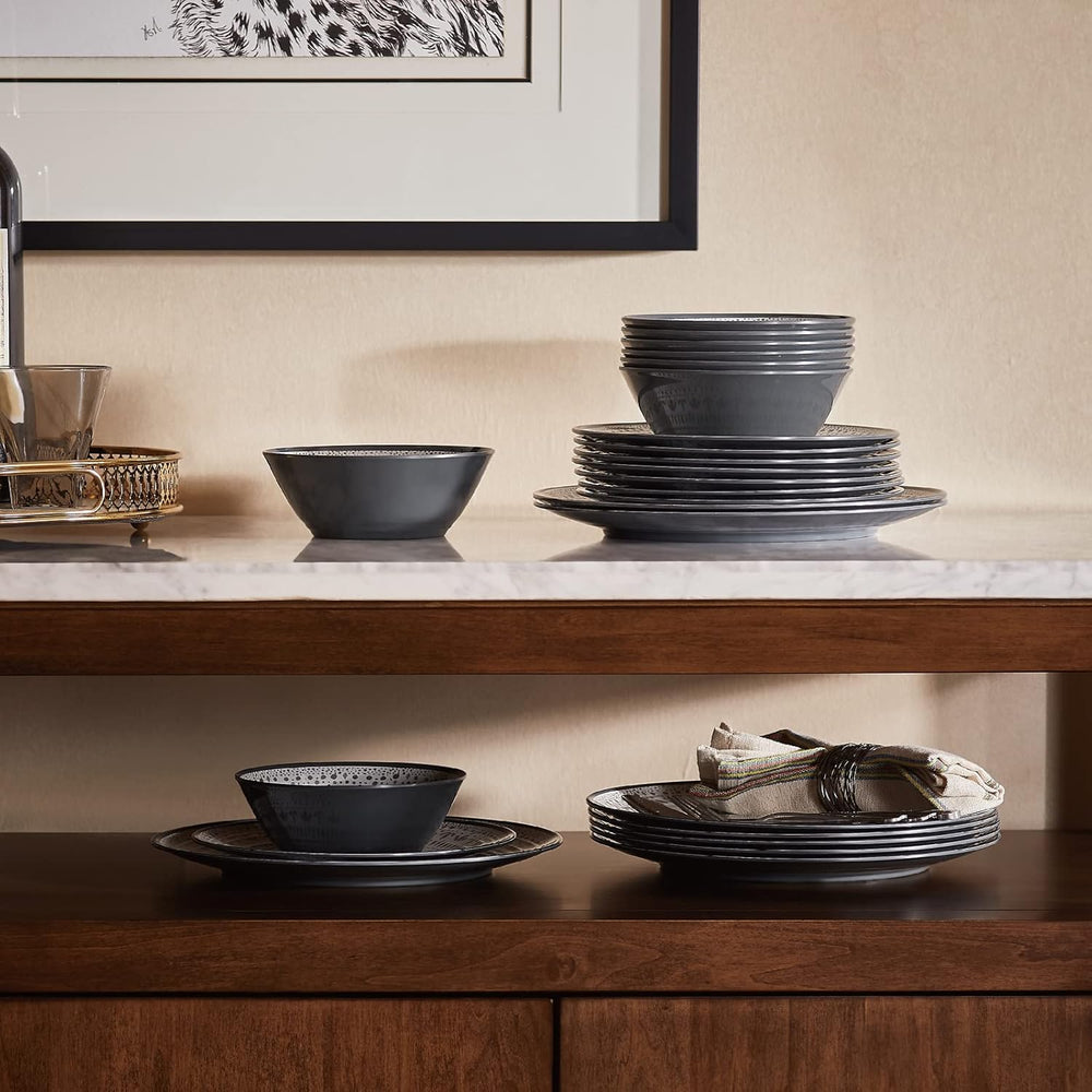 Ensemble de couverts de camping en mélamine 24 pièces pour 8 personnes – Ensemble d'assiettes et de couverts en mélamine, parfait pour les camping-cars, les fêtes dans le jardin et les fêtes sur la terrasse