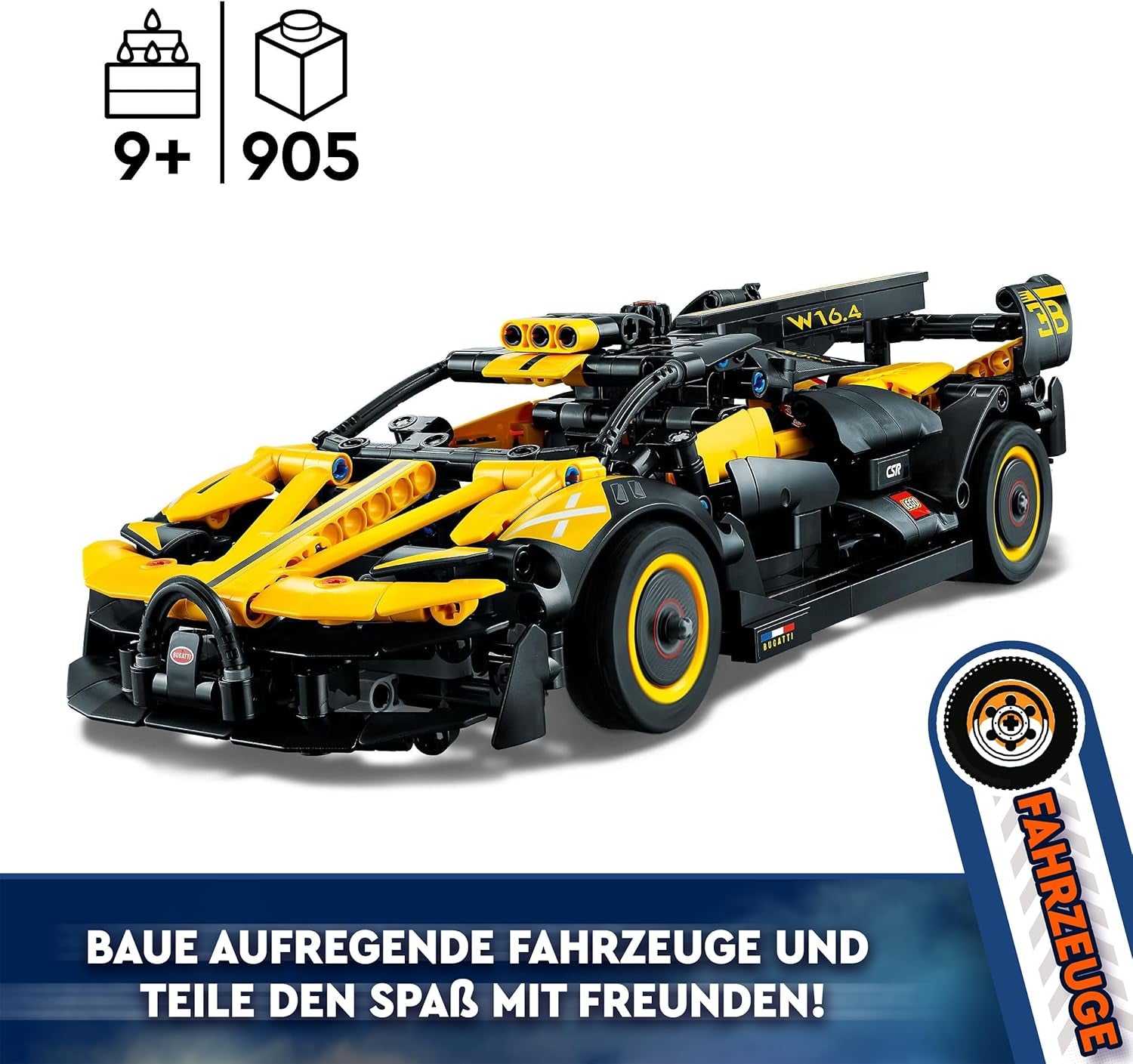 LEGO Technic Bugatti Race Car, Kit de modèle de voiture, Jouet de voiture de sport, Ensemble de voitures de collection emblématique, Jouet de construction à partir de 9 ans 42151 Jeux de construction Besuche den LEGO-Store