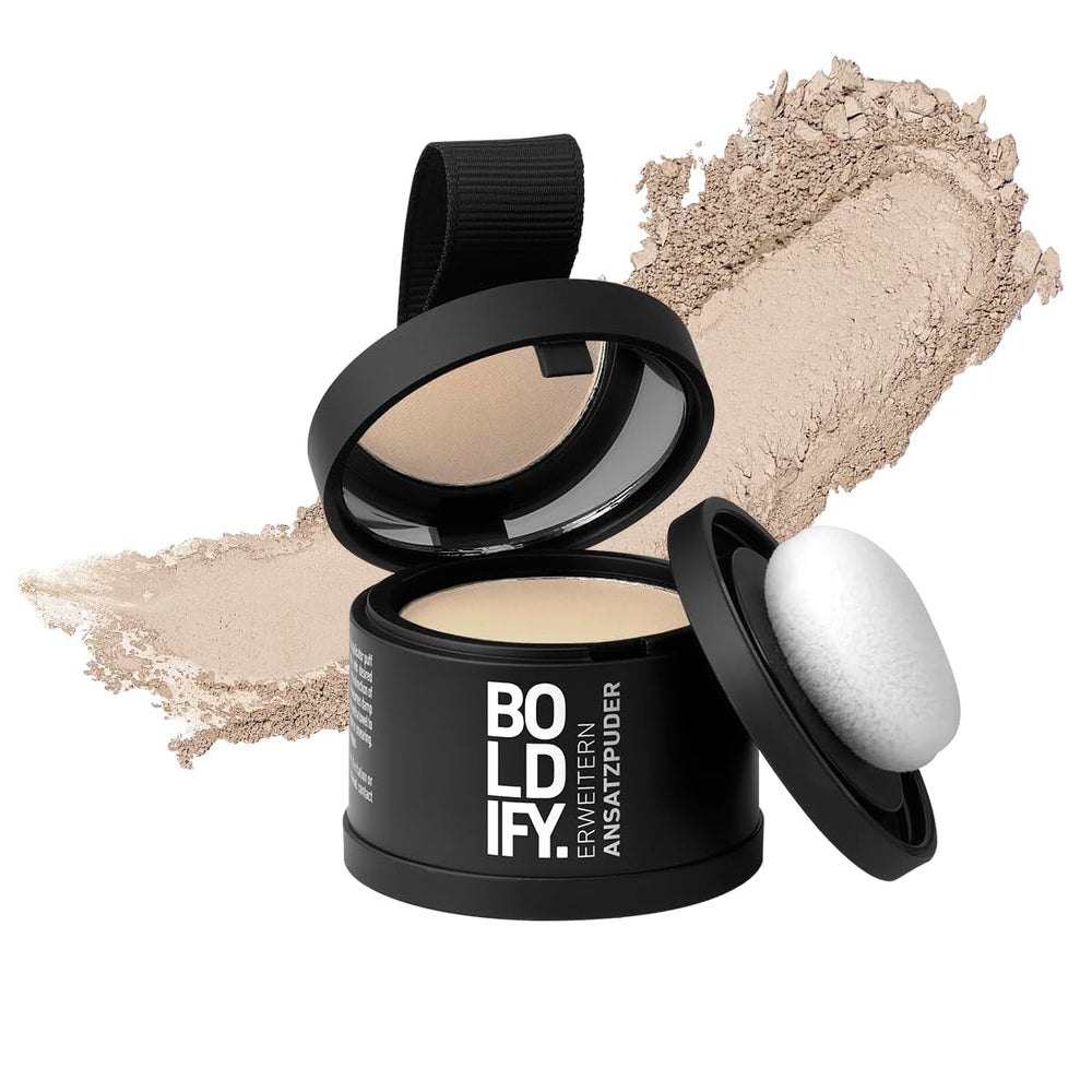 BOLDIFY Root Powder 4g - Correcteur de cheveux épaississant pour femmes et hommes 48h Couverture grise Maquillage imperméable pour dissimuler les racines (Noir) Naty Shop Teinture capillaire Blond clair 4G (1 paquet)