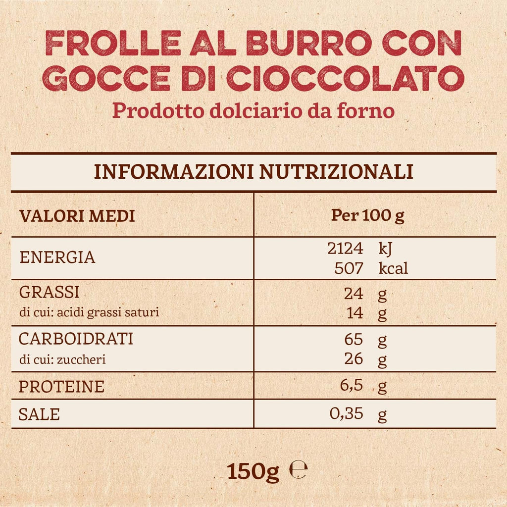 Aluat fraged cu unt și bucăți de ciocolată. Aluat fraged cu unt și bucăți de ciocolată, ideal pentru o gustare delicioasă. Încercați-le cu lapte sau cafea. Pachet de 150g