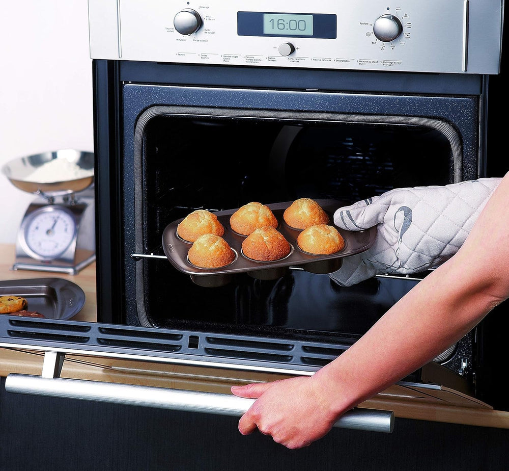 Pyrex BANDEJA 6 MAGDALENAS ASYMETRIA PX Muffinförmchen, Metall, Bunt, 6 Magdalena Moules et plaques à pâtisserie Naty Shop