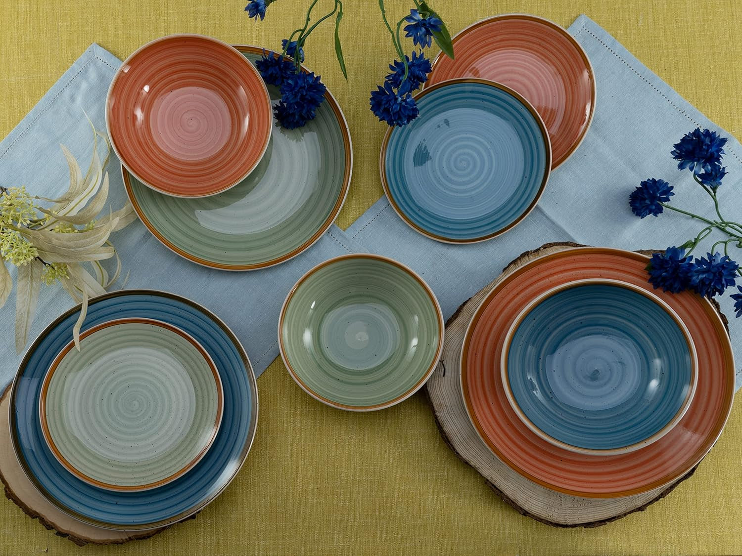 CreaTable, 22851, seria COUNTRY, set de veselă cu 24 de piese pentru 6 persoane, serviciu combinat din gresie, potrivit pentru mașina de spălat vase și cuptorul cu microunde, producție de calitate