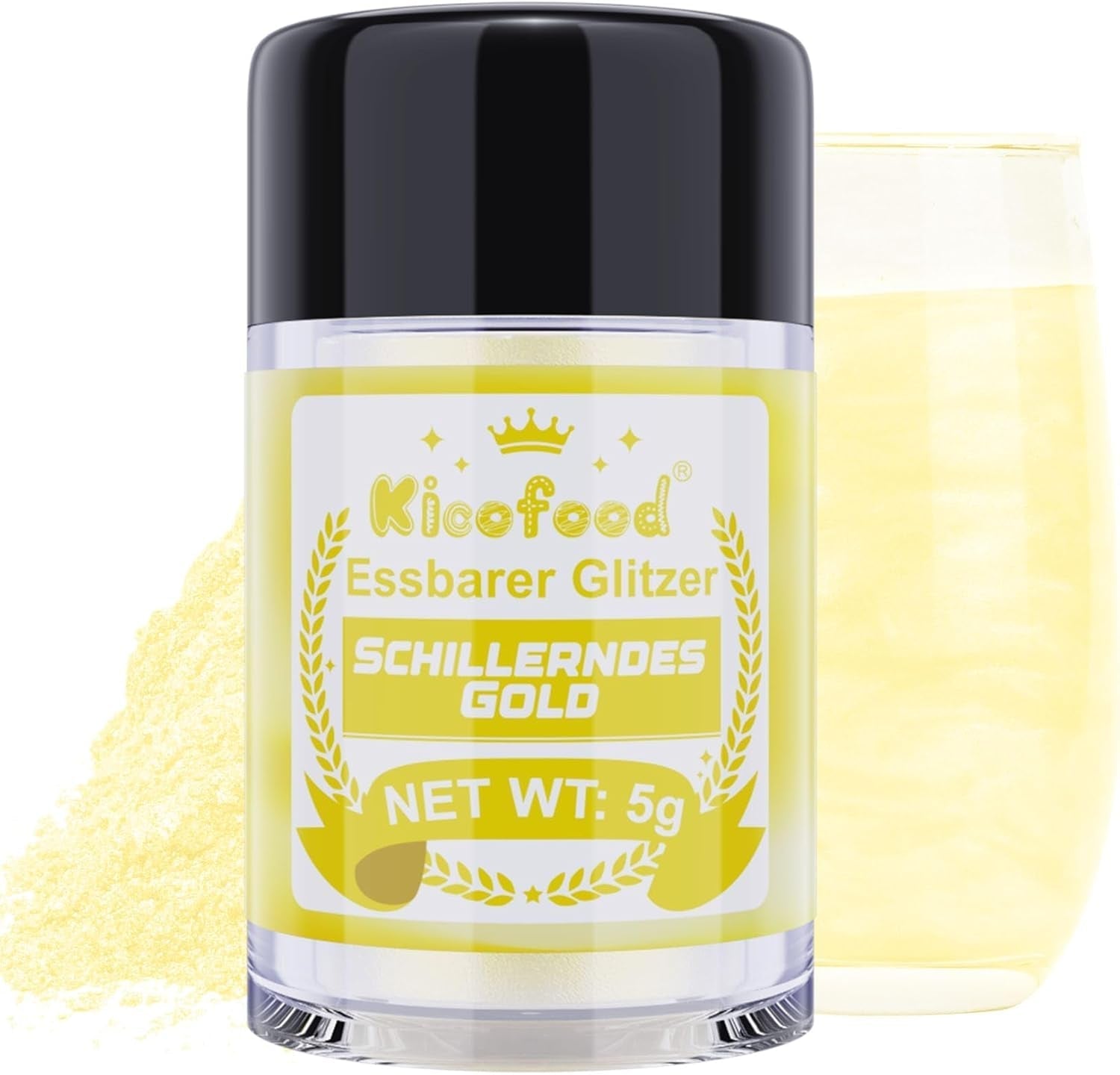 Kicofood, glitter comestibil, 5 grame, diverse culori Glitter Naty Shop Aur iridescent